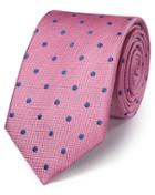 Charles Tyrwhitt Charles Tyrwhitt Pink And Blue Silk Classic Spot Tie