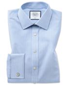  Slim Fit Non-iron Sky Blue Bengal Stripe Cotton Dress Shirt Single Cuff Size 16/32 By Charles Tyrwhitt