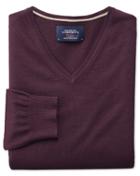 Charles Tyrwhitt Wine Merino Wool V-neck Sweater Size Medium By Charles Tyrwhitt