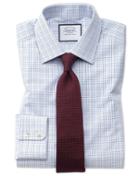  Slim Fit Blue Multi Check Egyptian Cotton Dress Shirt French Cuff Size 17/35 By Charles Tyrwhitt