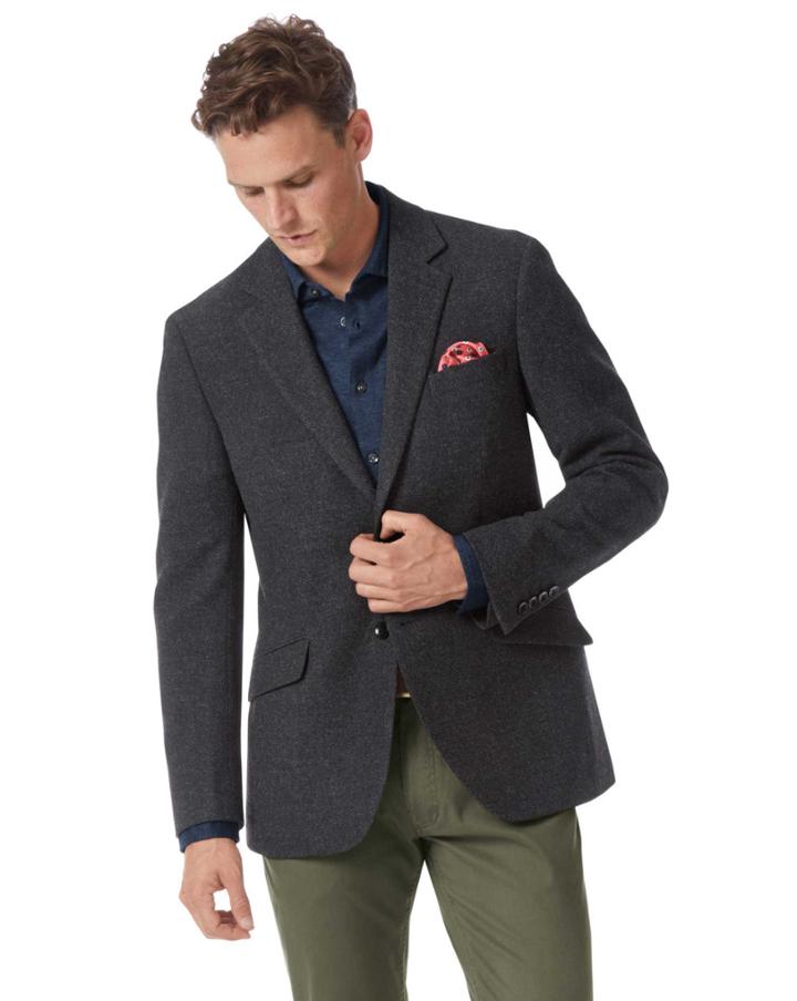  Slim Fit Charcoal Wool Wool Jacket Size 40 By Charles Tyrwhitt