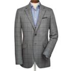 Charles Tyrwhitt Charles Tyrwhitt Grey With Navy Slim Fit Checkered Yorkshire Worsted Wool Jacket Size 38