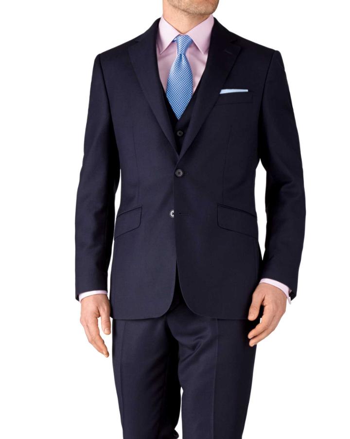 Charles Tyrwhitt Charles Tyrwhitt Navy Slim Fit Birdseye Travel Suit Jacket