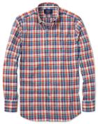Charles Tyrwhitt Charles Tyrwhitt Classic Fit Orange And Blue Check Cotton Dress Shirt Size Large