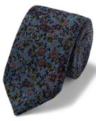  Sky Multi Floral Wool Print Luxury Italian Tie By Charles Tyrwhitt