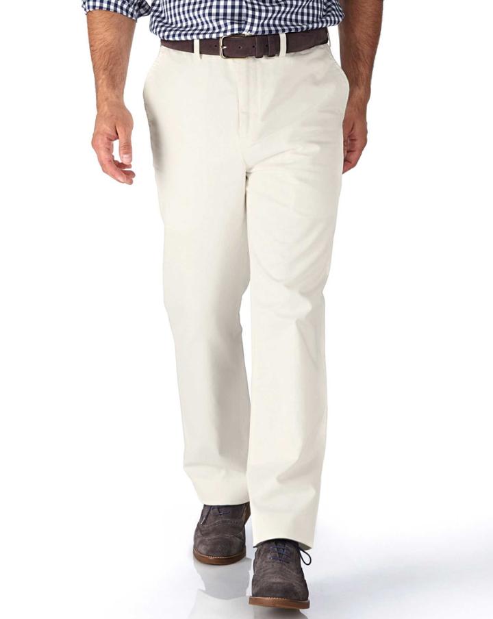 Charles Tyrwhitt Charles Tyrwhitt Chalk Classic Fit Flat Front Cotton Chino Pants Size W32 L30