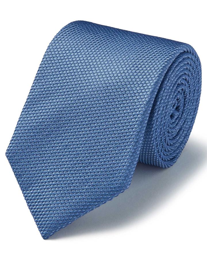  Light Blue Silk Plain Classic Tie By Charles Tyrwhitt