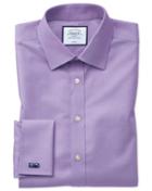  Classsic Fit Lilac Non-iron Twill Cotton Dress Shirt French Cuff Size 15/33 By Charles Tyrwhitt