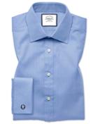  Extra Slim Fit Sky Blue Fine Herringbone Cotton Dress Shirt French Cuff Size 14.5/32 By Charles Tyrwhitt