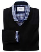 Charles Tyrwhitt Charles Tyrwhitt Black Merino Wool V-neck Sweater Size Large