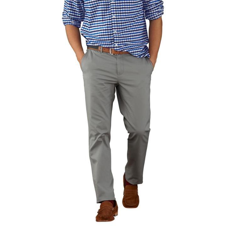 Charles Tyrwhitt Charles Tyrwhitt Silver Grey Flat Front Extra Slim Fit Weekend Chinos (30w X 38l Unfinished)