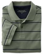 Charles Tyrwhitt Charles Tyrwhitt Green And Navy Stripe Pique Cotton Polo Size Large