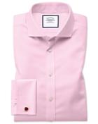 Charles Tyrwhitt Extra Slim Fit Spread Collar Non-iron Twill Pink Cotton Dress Shirt French Cuff Size 14.5/32 By Charles Tyrwhitt