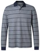  Navy Stripe Long Sleeve Oxford Pique Cotton Polo Size Large By Charles Tyrwhitt