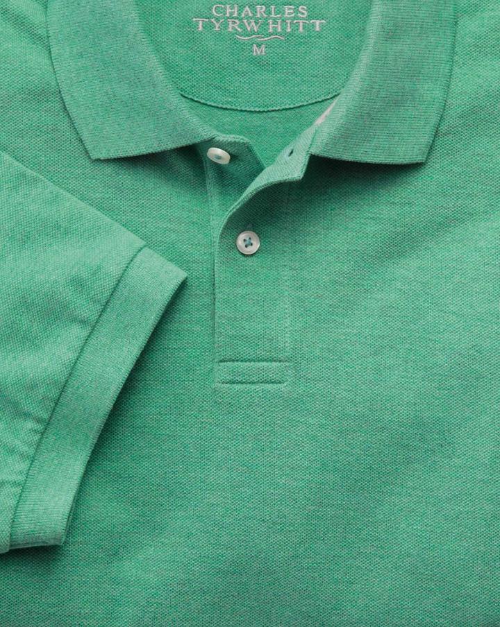 Light Green Pique Cotton Polo Size Xs By Charles Tyrwhitt