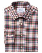Charles Tyrwhitt Charles Tyrwhitt Classic Fit Country Check Orange And Blue Cotton Dress Shirt Size 15/33