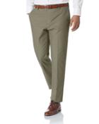  Olive Slim Fit Stretch Non-iron Cotton Tailored Pants Size W38 L30 By Charles Tyrwhitt
