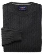 Charles Tyrwhitt Charcoal Cotton Cashmere Cable Crew Neck Cotton/cashmere Sweater Size Large By Charles Tyrwhitt