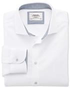 Charles Tyrwhitt Charles Tyrwhitt Classic Fit Semi-spread Collar Business Casual Textured White Cotton Dress Shirt Size 15/33