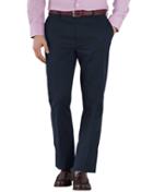  Navy Slim Fit Flat Front Non-iron Cotton Chino Pants Size W30 L30 By Charles Tyrwhitt