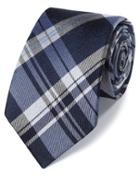  Blue Tonal Checkered Silk Classic Tie By Charles Tyrwhitt
