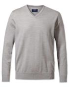  Silver Merino Wool V-neck Sweater Size Xxl By Charles Tyrwhitt