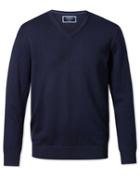  Navy Merino Wool V-neck 100percent Merino Wool Sweater Size Large By Charles Tyrwhitt