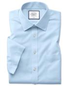  Slim Fit Non-iron Natural Cool Short Sleeve Sky Blue Cotton Dress Shirt Size 15.5/short By Charles Tyrwhitt