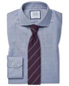  Slim Fit Cutaway Collar Non-iron Cotton Stretch Navy Dress Shirt Single Cuff Size 14.5/33 By Charles Tyrwhitt