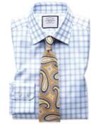 Charles Tyrwhitt Extra Slim Fit Windowpane Check Sky Blue Cotton Dress Shirt Single Cuff Size 14.5/32 By Charles Tyrwhitt