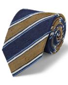  Olive Silk Slub Stripe English Luxury Tie By Charles Tyrwhitt