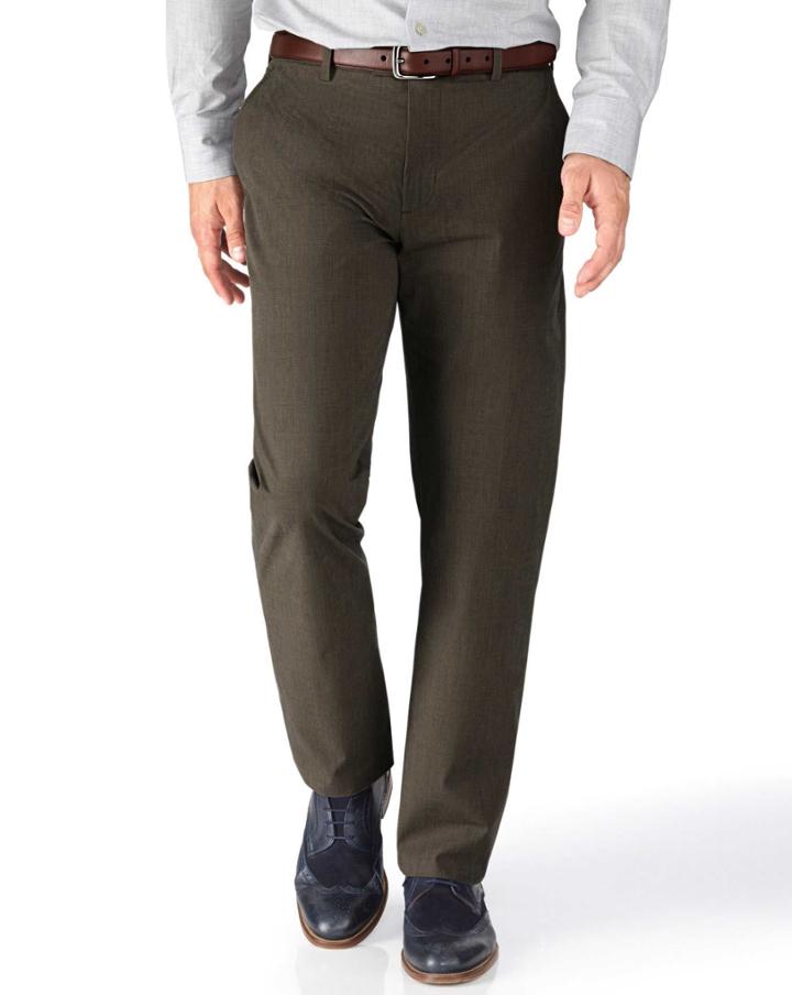 Charles Tyrwhitt Charles Tyrwhitt Brown Classic Fit Prince Of Wales Check Stretch Cotton Tailored Pants Size W32 L32