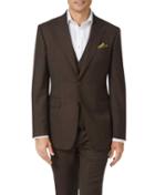  Chocolate Slim Fit Sharkskin Travel Suit Wool Jacket Size 36 By Charles Tyrwhitt