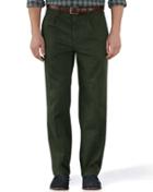  Dark Green Classic Fit Single Pleat Weekend Cotton Chino Pants Size W32 L30 By Charles Tyrwhitt