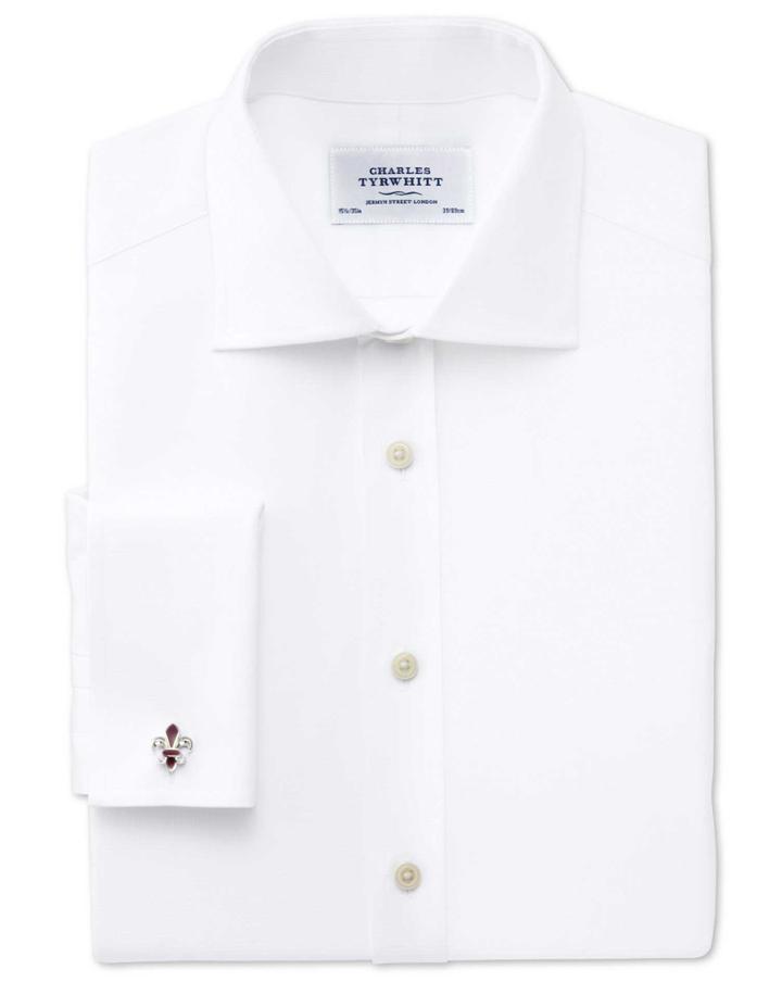 Charles Tyrwhitt Charles Tyrwhitt Extra Slim Fit Semi-cutaway Collar Regency Weave White Shirt