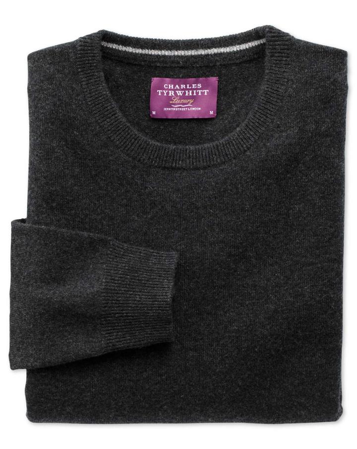 Charles Tyrwhitt Charcoal Cashmere Crew Neck Sweater Size Large By Charles Tyrwhitt