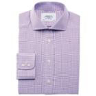 Charles Tyrwhitt Slim Fit Star Weave Spread Purple Cotton Dress Casual Shirt Single Cuff Size 15.5/33 By Charles Tyrwhitt