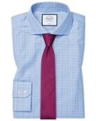  Extra Slim Fit Cutaway Collar Non-iron Prince Of Wales Check Sky Blue Cotton Dress Shirt French Cuff Size 14.5/32 By Charles Tyrwhitt