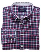 Charles Tyrwhitt Charles Tyrwhitt Classic Fit Blue And Red Check Washed Oxford Cotton Dress Shirt Size Large