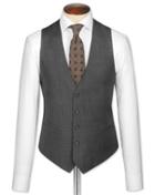 Charles Tyrwhitt Charles Tyrwhitt Grey Sharkskin Travel Suit Wool Waistcoat Size W36