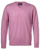  Light Pink Merino Wool V-neck Sweater Size Xl By Charles Tyrwhitt