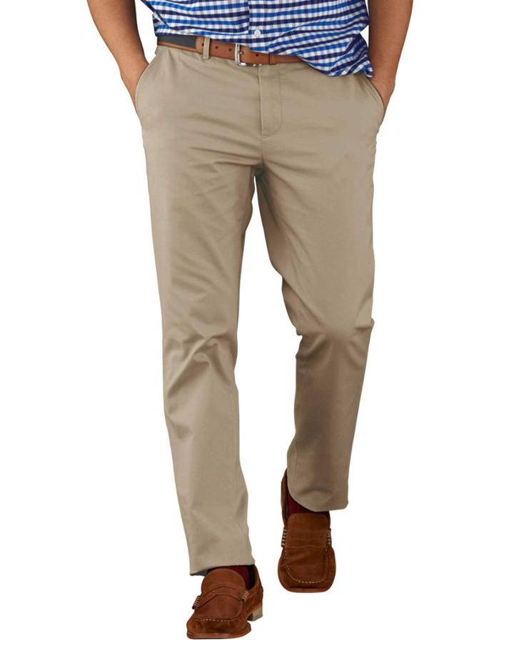 Charles Tyrwhitt Stone Extra Slim Fit Flat Front Cotton Chino Pants Size W30 L30 By Charles Tyrwhitt