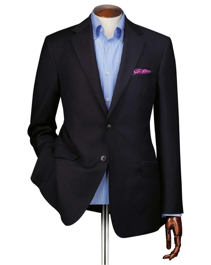  Classic Fit Navy Wool Perfect Wool Blazer Size 36 By Charles Tyrwhitt