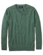 Charles Tyrwhitt Charles Tyrwhitt Mid Green Cotton Cashmere V-neck Cotton/cashmere Sweater Size Large