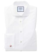  Extra Slim Fit Spread Collar Non-iron Poplin White Cotton Dress Shirt French Cuff Size 14.5/32 By Charles Tyrwhitt