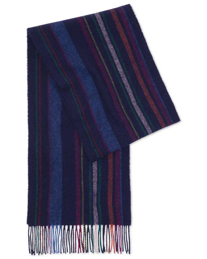  Navy Multi Stripe Lambswool Scarf By Charles Tyrwhitt