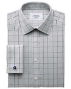 Charles Tyrwhitt Charles Tyrwhitt Classic Fit Non-iron Prince Of Wales Check Grey And Black Cotton Dress Shirt Size 15.5/34