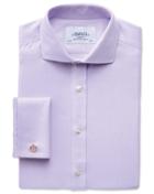 Charles Tyrwhitt Extra Slim Fit Spread Collar Non-iron Herringbone Lilac Cotton Dress Shirt Single Cuff Size 17/35 By Charles Tyrwhitt