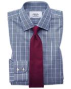 Charles Tyrwhitt Classic Fit Non-iron Prince Of Wales Navy Blue And White Cotton Dress Casual Shirt French Cuff Size 15/33 By Charles Tyrwhitt