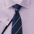 Charles Tyrwhitt Slim Fit Non-iron Buckingham Weave Lilac Cotton Dress Casual Shirt French Cuff Size 16/33 By Charles Tyrwhitt